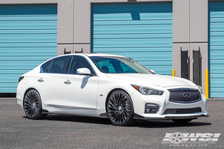 2016 Infiniti Q50 with 20" Lexani Wraith in Gloss Black (Machined Tips) wheels