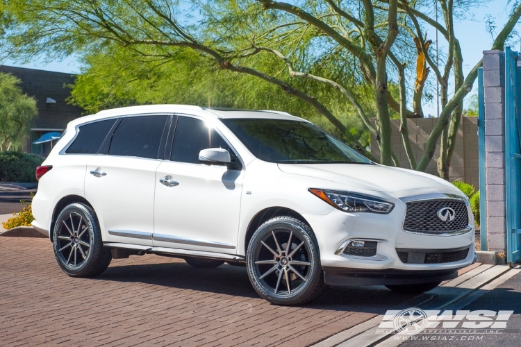 2017 Infiniti QX60 with 20" Koko Kuture Le Mans in Matte Black Machined (Dark Tint) wheels