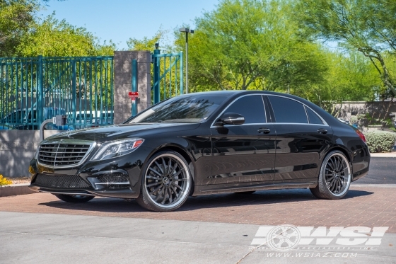 2015 Mercedes-Benz S-Class with 22" Mandrus Millennium in Gloss Black (Mirror Cut Lip) wheels