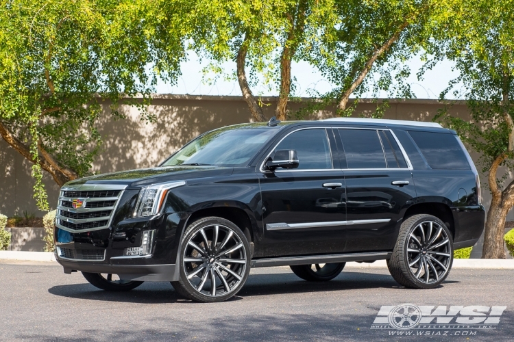 2015 Cadillac Escalade with 26" Gianelle Cuba-12 in Matte Black (w/Ball Cut Details) wheels