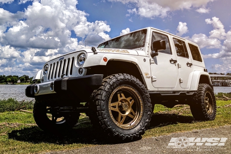 2017 Jeep Wrangler with 20" RBP - Rolling Big Power Caliber-5 in Satin Bronze wheels