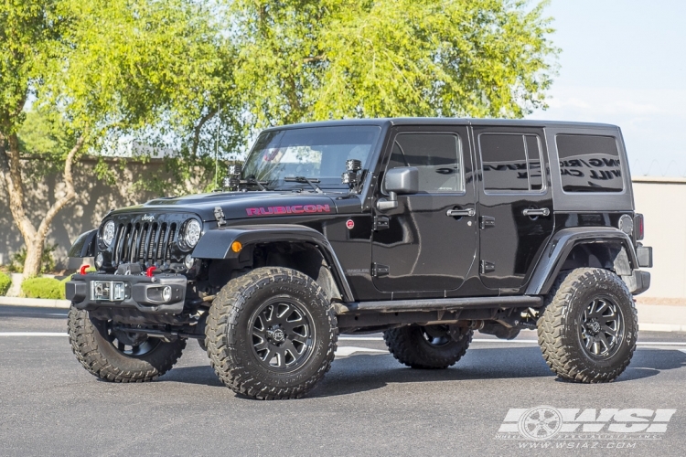 2016 Jeep Wrangler with 17" Black Rhino Thrust in Gloss Black (Milled Accents) wheels