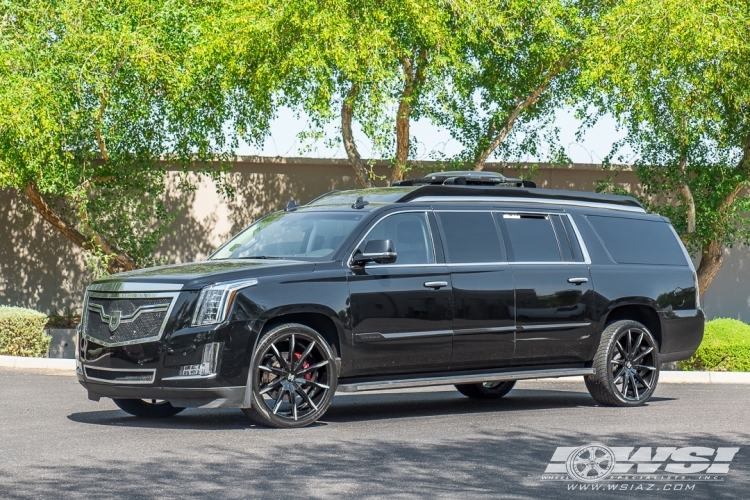 2015 Cadillac Escalade with 24" Lexani CSS-15 CVR in Gloss Black (Machined Tips) wheels