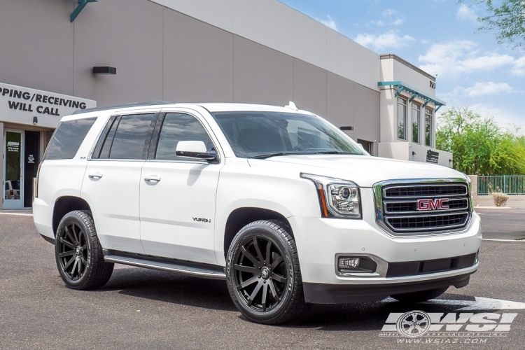 2015 GMC Yukon with 22" Black Rhino Traverse in Matte Black wheels