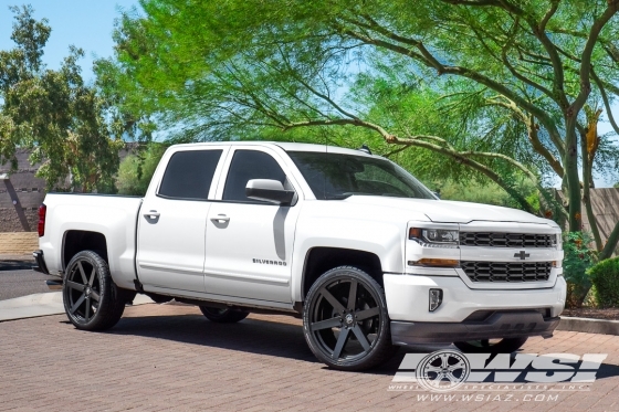 2017 Chevrolet Silverado 1500 with 24" Black Rhino Karoo in Matte Black wheels