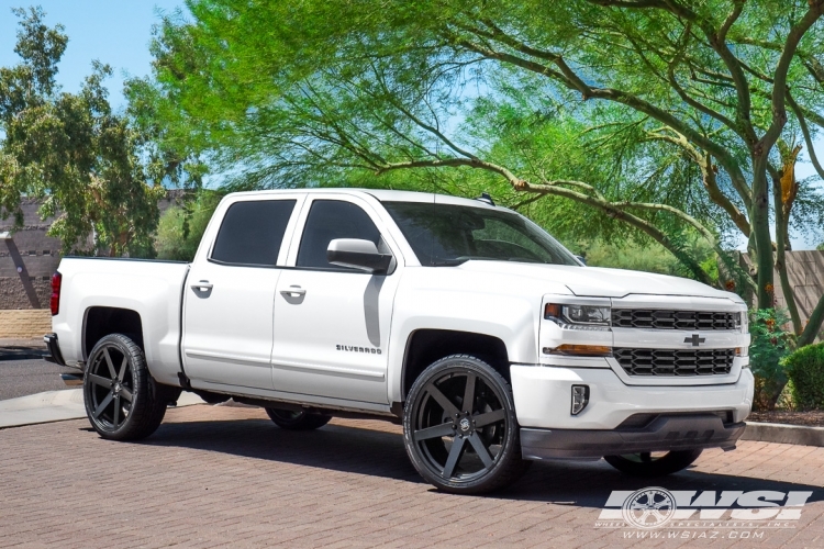 2017 Chevrolet Silverado 1500 with 24" Black Rhino Karoo in Matte Black wheels