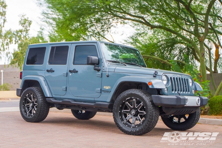 2014 Jeep Wrangler with 20" Hostile Off Road H109 Alpha in Gloss Black Milled (Blade Cut) wheels
