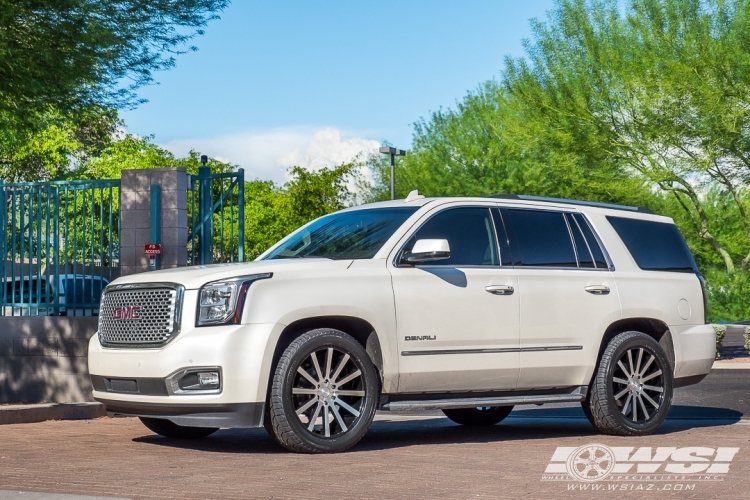 2015 GMC Yukon with 22" MKW M118 in Gloss Black (Machined Face) wheels