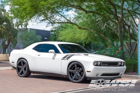 2012 Dodge Challenger with 22" Lexani R-Four in Gloss Black (CNC Accents) wheels