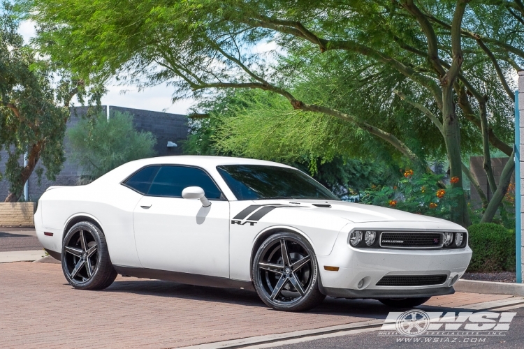 2012 Dodge Challenger with 22" Lexani R-Four in Gloss Black (CNC Accents) wheels