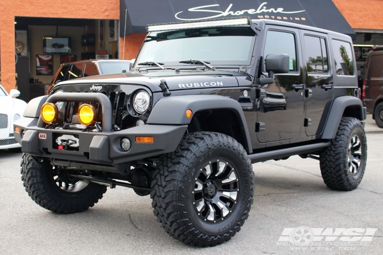  Jeep Wrangler with Black Rhino Pinatubo in Gloss Black (Milled Accents) wheels