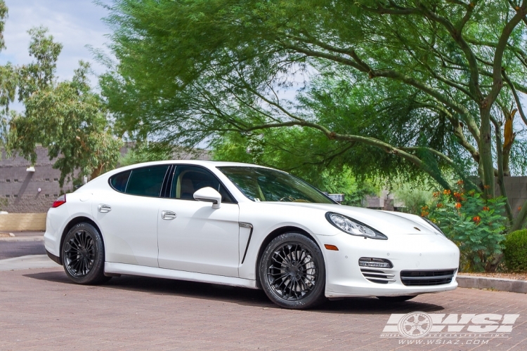 2013 Porsche Panamera with 19" Victor Equipment Wurttemburg (RF) in Black (Rotary Forged) wheels