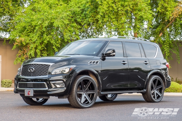 2017 Infiniti QX80 with 24" Giovanna Dramuno-6 in Satin Black wheels