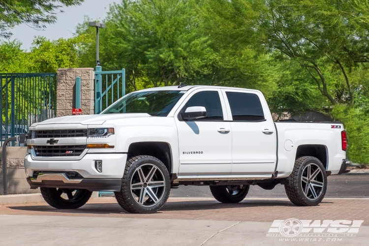 2017 Chevrolet Silverado 1500 with 22" Giovanna Dramuno-6 in Machined Black wheels