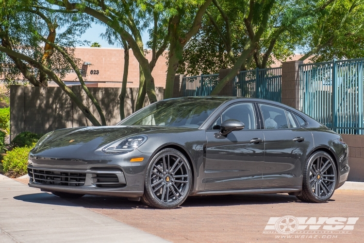 2017 Porsche Panamera with 22" Koko Kuture Massa-7 in Machined Black wheels