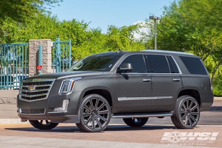 2016 Cadillac Escalade with 24" Gianelle Santoneo in Matte Black (Ball Cut Details) wheels