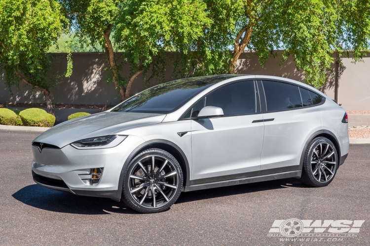 2017 Tesla Model X with 22" Gianelle Cuba-10 in Matte Black (w/Ball Cut Details) wheels