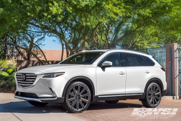 2018 Mazda CX-9 with 22" Gianelle Santoneo in Matte Black (Ball Cut Details) wheels