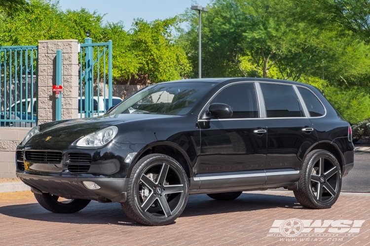 2004 Porsche Cayenne with 22" Heavy Hitters HH15 in Black Milled wheels