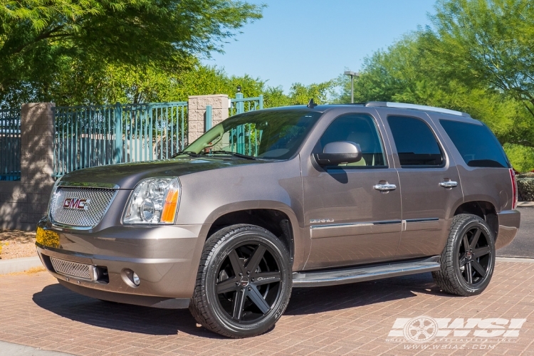 2011 GMC Yukon with 22" Giovanna Dramuno-6 in Satin Black wheels