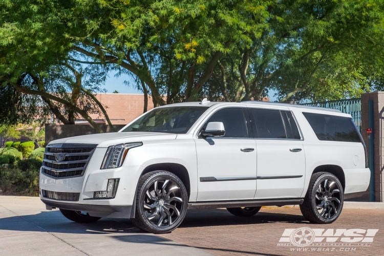 2017 Cadillac Escalade with 24" Lexani Matisse CVR in Gloss Black (Machined Tips) wheels