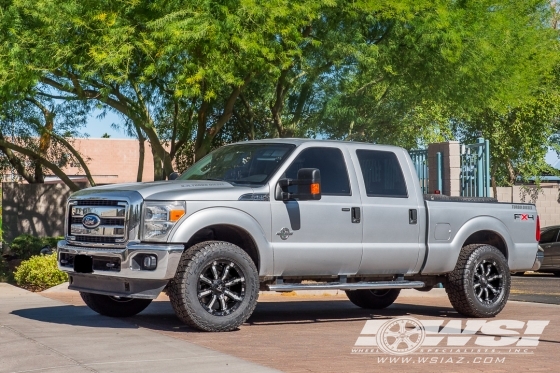 2011 Ford F-250 with 20" RBP - Rolling Big Power 94R in Gloss Black (Chrome Inserts) wheels