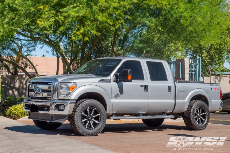 2011 Ford F-250 with 20" RBP - Rolling Big Power 94R in Gloss Black (Chrome Inserts) wheels