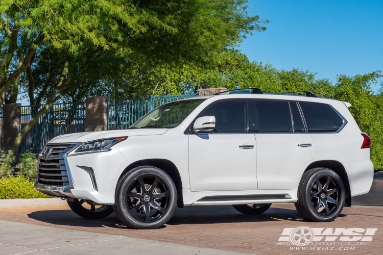 2018 Lexus LX with 22" Black Rhino Mozambique (RF) in Gloss Black Milled wheels