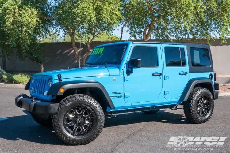 2017 Jeep Wrangler with 18" Black Rhino Sierra in Gloss Black (Milled Accents) wheels