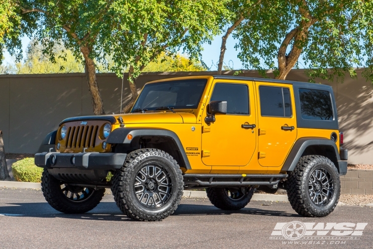 2014 Jeep Wrangler with 20" Black Rhino Pismo in Black Milled wheels