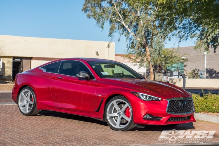 2018 Infiniti Q60 with 20" Vossen CV3-R in Silver Metallic wheels