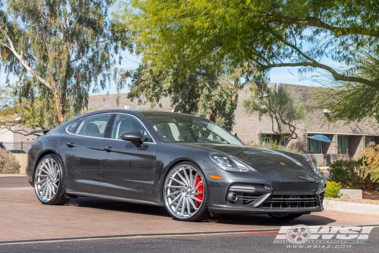 2017 Porsche Panamera with 24" Giovanna Spira FF in Silver Machined (Directional - Flow-Formed) wheels