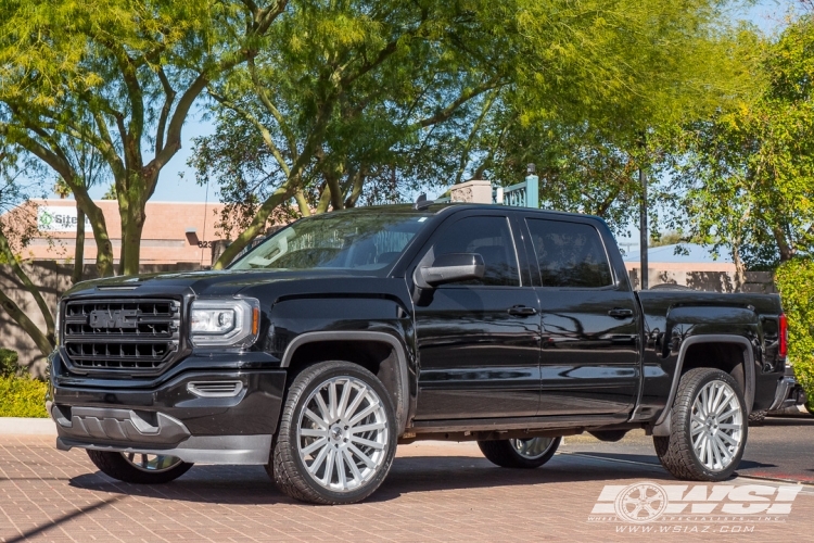 2016 GMC Sierra 1500 with 24" Black Rhino Spear in Silver wheels