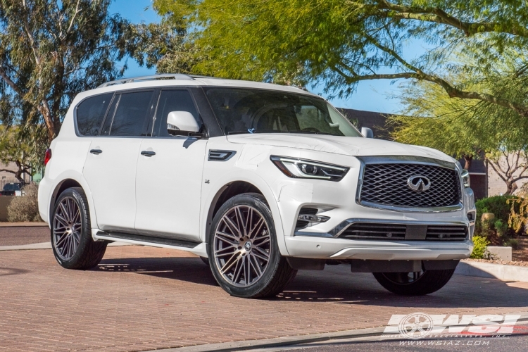 2018 Infiniti QX80 with 24" Black Rhino Zulu in Black Machined (Dark Tint) wheels