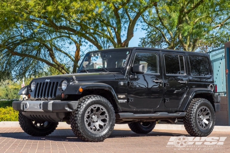 2013 Jeep Wrangler with 18" Black Rhino Warlord in Matte Gunmetal wheels