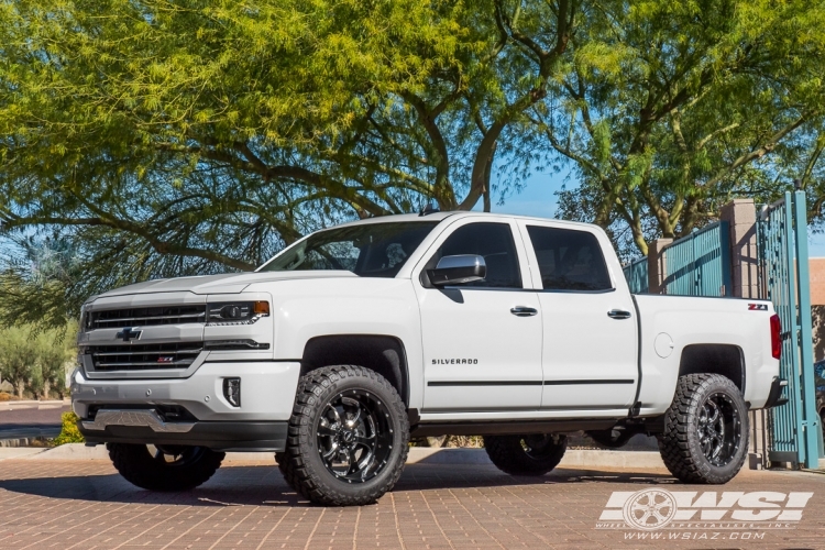 2017 Chevrolet Silverado 1500 with 20" SOTA Off Road Novakane 6 in Black Milled (Death Metal) wheels