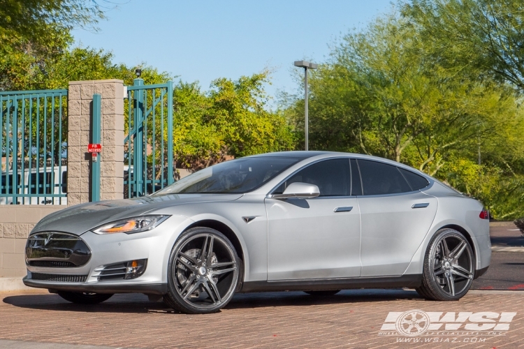 2015 Tesla Model S with 22" Asanti Black Label ABL-12 in Matte Graphite wheels