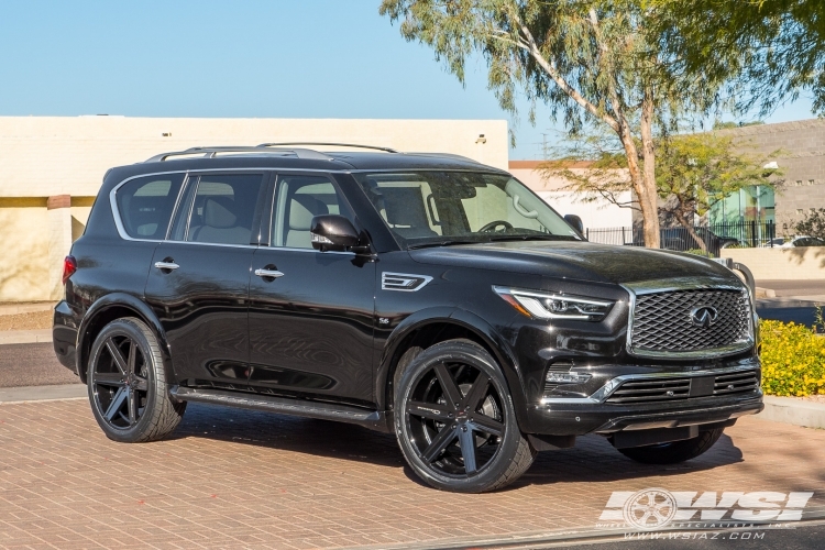 2018 Infiniti QX80 with 24" Giovanna Dramuno-6 in Gloss Black wheels