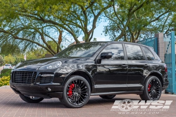 2008 Porsche Cayenne with 22" Victor Equipment Wurttemburg (RF) in Black (Rotary Forged) wheels