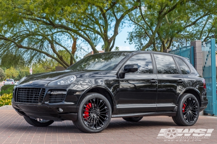 2008 Porsche Cayenne with 22" Victor Equipment Wurttemburg (RF) in Black (Rotary Forged) wheels