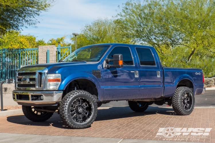 2008 Ford F-250 with 20" Hostile Off Road H107 Gauntlet in Gloss Black Milled (Blade Cut) wheels