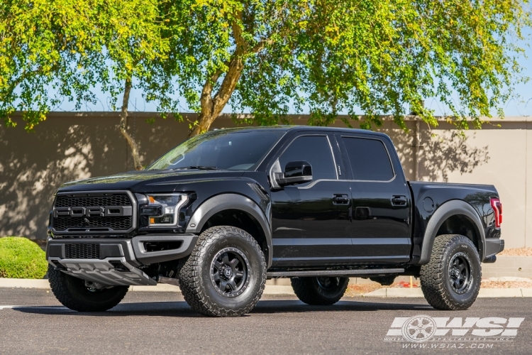 2017 Ford F-150 with 17" Hostile Off Road H112 Podium in Satin Black (Asphalt) wheels