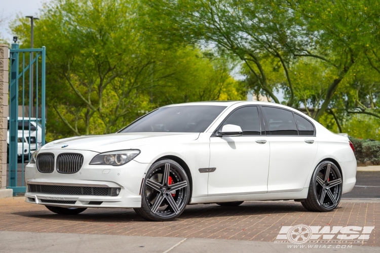 2011 BMW 7-Series with 22" Giovanna Dublin-5 in Black Machined wheels
