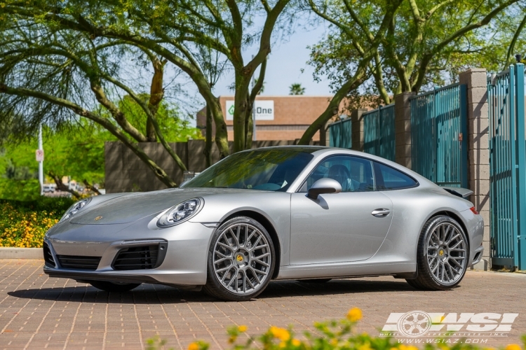 2018 Porsche 911 with 20" Victor Equipment Stabil (RF) in Gunmetal Machined (Rotary Forged) wheels
