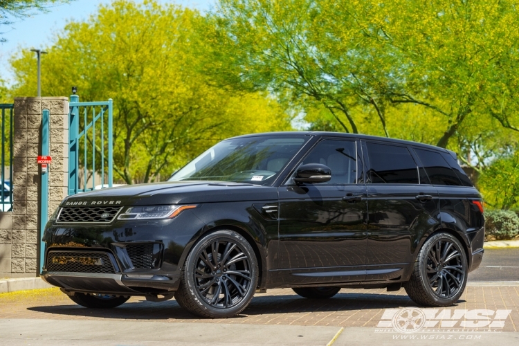 2018 Land Rover Range Rover Sport with 22" Redbourne Noble in Matte Black (Gloss Black Face) wheels