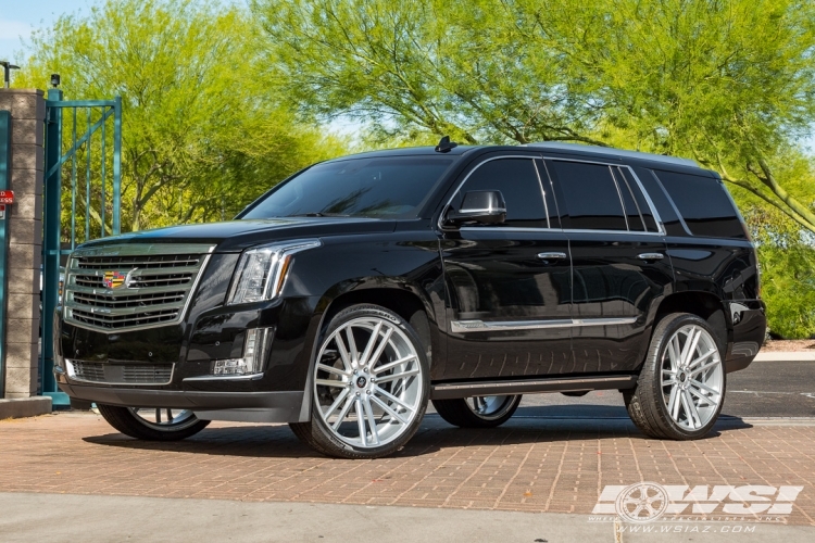 2015 Cadillac Escalade with 26" Koko Kuture Massa-7 in Silver wheels