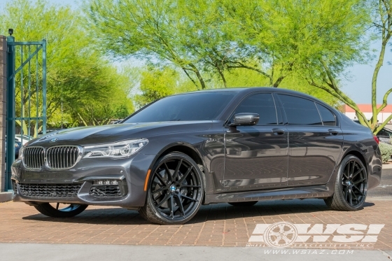 2016 BMW 7-Series with 22" Beyern Ritz (RF) in Gloss Black (Rotary Forged) wheels