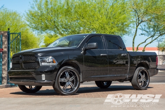 2014 Ram Pickup with 24" MKW M105 in Black (Machined Face w/ Groove) wheels