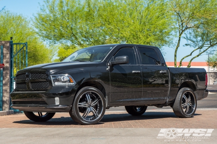 2014 Ram Pickup with 24" MKW M105 in Black (Machined Face w/ Groove) wheels