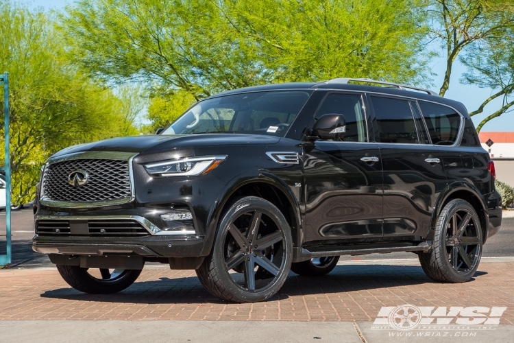 2018 Infiniti QX80 with 24" Giovanna Dramuno-6 in Gloss Black wheels